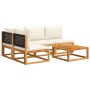 Set de sofás de jardín con cojines 5 pzas madera maciza acacia
