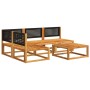 Set de sofás de jardín con cojines 5 pzas madera maciza acacia