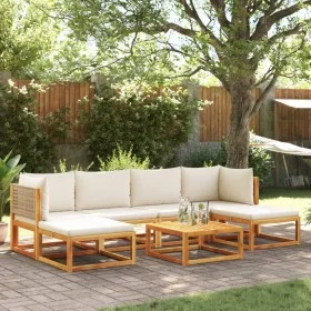 Garden sofa set with 7 pieces, solid acacia wood, and cushions. by , Garden sets - Ref: Foro24-3278931, Price: 666,63 €, Disc...