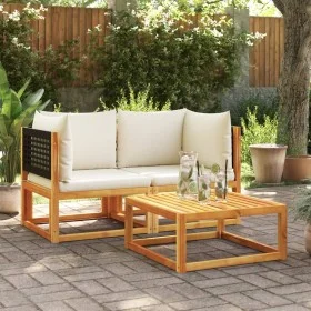 Corner garden sofas with 2-piece solid acacia wood cushions by , Garden sets - Ref: Foro24-3278876, Price: 238,77 €, Discount: %