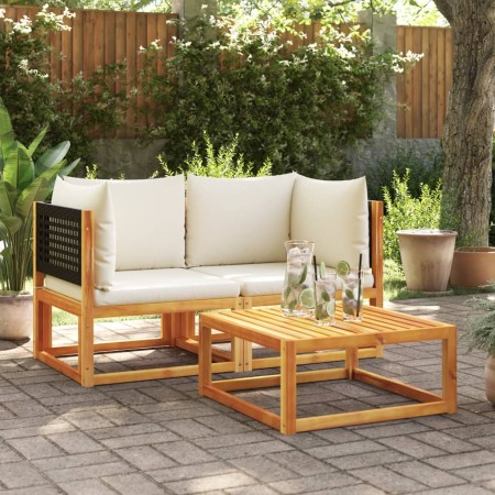 Ecksofas für den Garten mit 2-teiligen Kissen aus massivem Akazienholz. von , Gartensets - Ref: Foro24-3278876, Preis: 242,58...