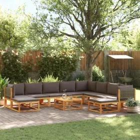 Garden sofa set with 11 pieces, solid acacia wood, and cushions. by , Garden sets - Ref: Foro24-3278906, Price: 1,00 €, Disco...