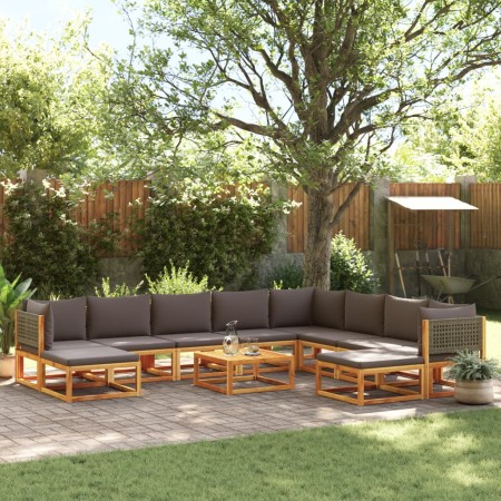 Set de sofás de jardín con cojines 11 pzas madera maciza acacia de , Conjuntos de jardín - Ref: Foro24-3278906, Precio: 1,00 €