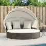 Garden sunbed with canopy and brown PE rattan cushions by , Outdoor beds - Ref: Foro24-362253, Price: 568,03 €, Discount: %