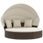 Garden sunbed with canopy and brown PE rattan cushions by , Outdoor beds - Ref: Foro24-362253, Price: 601,21 €, Discount: %