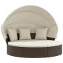 Garden sunbed with canopy and brown PE rattan cushions by , Outdoor beds - Ref: Foro24-362253, Price: 568,03 €, Discount: %