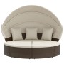 Garden sunbed with canopy and brown PE rattan cushions by , Outdoor beds - Ref: Foro24-362253, Price: 601,21 €, Discount: %