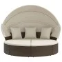 Garden sunbed with canopy and brown PE rattan cushions by , Outdoor beds - Ref: Foro24-362253, Price: 568,03 €, Discount: %