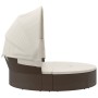 Garden sunbed with canopy and brown PE rattan cushions by , Outdoor beds - Ref: Foro24-362253, Price: 601,21 €, Discount: %