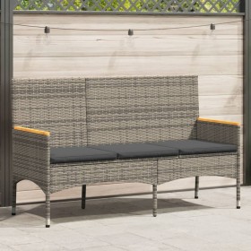 3-seater garden bench with gray synthetic rattan cushions by , garden benches - Ref: Foro24-365442, Price: 111,61 €, Discount: %