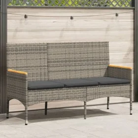 3-seater garden bench with gray synthetic rattan cushions by , garden benches - Ref: Foro24-365442, Price: 125,51 €, Discount: %
