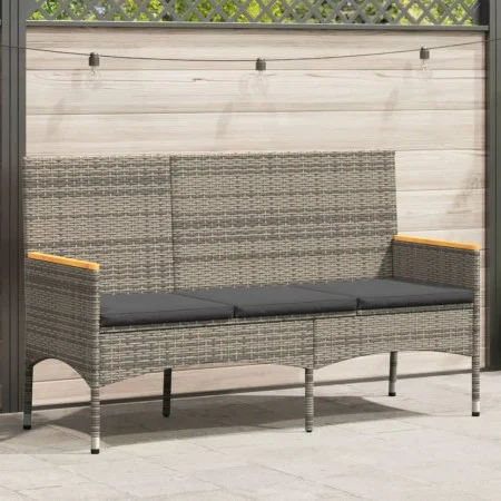 3-seater garden bench with gray synthetic rattan cushions by , garden benches - Ref: Foro24-365442, Price: 125,51 €, Discount: %