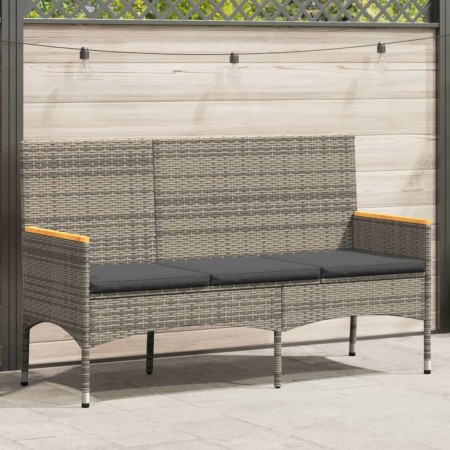 Gartenbank mit 3 Sitzplätzen und grauen Kissen aus synthetischem Rattan. von , Gartenbänke - Ref: Foro24-365442, Preis: 98,99...