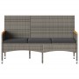 3-seater garden bench with gray synthetic rattan cushions by , garden benches - Ref: Foro24-365442, Price: 98,99 €, Discount: %