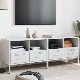 TV-Möbel, 2-teilig, aus kaltgewalztem Stahl, weiß, 68x39x50,5 cm. von , TV-Möbel - Ref: Foro24-843053, Preis: 174,47 €, Rabat...