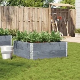 Solid gray pine wood planter 100x100 cm by , Pots and planters - Ref: Foro24-3295401, Price: 70,57 €, Discount: %
