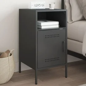 Bedside table made of cold-rolled black steel, 36x39x68 cm by , Nightstands - Ref: Foro24-843066, Price: 60,56 €, Discount: %