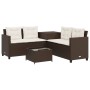 L-shaped garden sofa with table and brown PE rattan cushions by , Garden sets - Ref: Foro24-369028, Price: 287,36 €, Discount: %