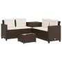 L-shaped garden sofa with table and brown PE rattan cushions by , Garden sets - Ref: Foro24-369028, Price: 337,72 €, Discount: %