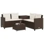 L-shaped garden sofa with table and brown PE rattan cushions by , Garden sets - Ref: Foro24-369028, Price: 337,72 €, Discount: %