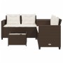 Sofá de jardín en forma de L con mesa y cojines ratán PE marrón de , Conjuntos de jardín - Ref: Foro24-369028, Precio: 289,15 €