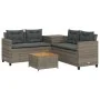 L-shaped garden sofa with table and gray PE rattan cushions by , Garden sets - Ref: Foro24-369037, Price: 340,98 €, Discount: %