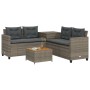 L-shaped garden sofa with table and gray PE rattan cushions by , Garden sets - Ref: Foro24-369037, Price: 287,62 €, Discount: %