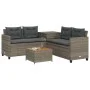 L-shaped garden sofa with table and gray PE rattan cushions by , Garden sets - Ref: Foro24-369037, Price: 340,98 €, Discount: %