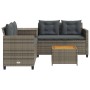 L-shaped garden sofa with table and gray PE rattan cushions by , Garden sets - Ref: Foro24-369037, Price: 287,62 €, Discount: %