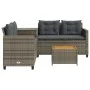 L-shaped garden sofa with table and gray PE rattan cushions by , Garden sets - Ref: Foro24-369037, Price: 340,98 €, Discount: %
