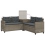 L-shaped garden sofa with table and gray PE rattan cushions by , Garden sets - Ref: Foro24-369037, Price: 287,62 €, Discount: %