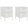 Bedside tables 2 units white steel 36x39x50.5 cm by , Nightstands - Ref: Foro24-842933, Price: 107,45 €, Discount: %