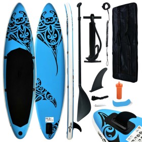 Juego de tabla de paddle surf hinchable azul 320x76x15 cm