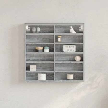 Engineered wood display case in Sonoma gray, 60x8.5x58 cm by , Shelves and shelves - Ref: Foro24-847966, Price: 43,58 €, Disc...