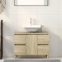 Armario de lavabo madera contrachapada roble Sonoma 80x33x60 cm de , Tocadores de baño - Ref: Foro24-849665, Precio: 76,80 €,...
