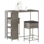 3-piece garden bar set with gray PE rattan cushions by , Garden sets - Ref: Foro24-3261494, Price: 225,96 €, Discount: %