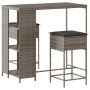 3-piece garden bar set with gray PE rattan cushions by , Garden sets - Ref: Foro24-3261494, Price: 229,71 €, Discount: %