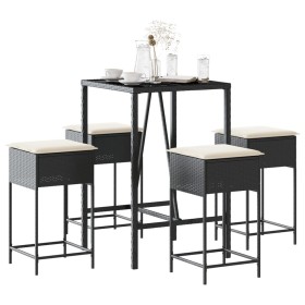 5-piece garden bar set with black PE rattan cushions by , Garden sets - Ref: Foro24-3261461, Price: 298,06 €, Discount: %
