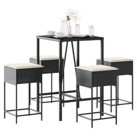 5-piece garden bar set with black PE rattan cushions by , Garden sets - Ref: Foro24-3261461, Price: 299,03 €, Discount: %