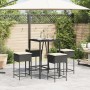 5-teiliges Gartenset mit schwarzen PE-Rattan-Kissen von , Gartensets - Ref: Foro24-3261461, Preis: 298,06 €, Rabatt: %
