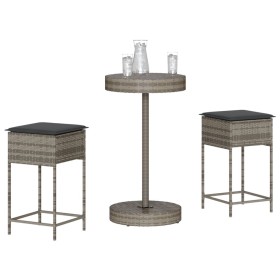 3-piece garden bar set with grey PE rattan cushions by , Garden sets - Ref: Foro24-3261442, Price: 192,86 €, Discount: %