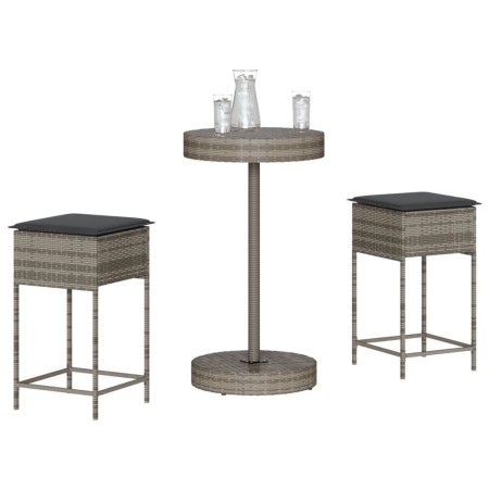 3-teiliges Gartenset mit grauen PE-Rattan-Kissen von , Gartensets - Ref: Foro24-3261442, Preis: 188,81 €, Rabatt: %