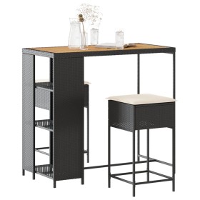 3-piece garden bar set with black PE rattan cushions by , Garden sets - Ref: Foro24-3261496, Price: 228,54 €, Discount: %