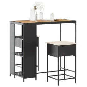 3-piece garden bar set with black PE rattan cushions by , Garden sets - Ref: Foro24-3261496, Price: 229,74 €, Discount: %