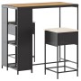 3-piece garden bar set with black PE rattan cushions by , Garden sets - Ref: Foro24-3261496, Price: 228,45 €, Discount: %