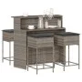 5-piece garden bar set with gray PE rattan cushions by , Garden sets - Ref: Foro24-3261489, Price: 399,86 €, Discount: %