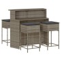 5-piece garden bar set with gray PE rattan cushions by , Garden sets - Ref: Foro24-3261489, Price: 415,68 €, Discount: %