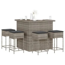5-teiliges Gartenset mit grauen PE-Rattan-Kissen von , Gartensets - Ref: Foro24-3261505, Preis: 452,36 €, Rabatt: %