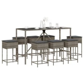 9-piece garden bar set with gray PE rattan cushions by , Garden sets - Ref: Foro24-3261475, Price: 493,79 €, Discount: %