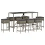9-piece garden bar set with gray PE rattan cushions by , Garden sets - Ref: Foro24-3261475, Price: 493,79 €, Discount: %